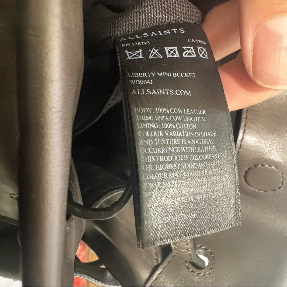 All Saints Freedom Dark Gray Mini Tassel Bucket Bag - Picture 15 of 16